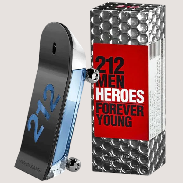 Perfume Carolina Herrera 212 Heroes Collector Edition para hombre con frasco en forma de patineta y caja decorada