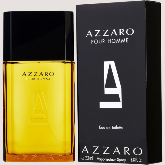 Frasco de perfume Azzaro Pour Homme de Oasis Perfumes Honduras Mayoreo junto a su caja negra original de 200ml