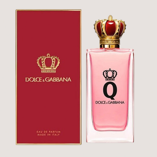 Perfume Q de Dolce & Gabbana para mujer de Oasis Perfumes Honduras Mayoreo con frasco rosa y tapón de corona dorada