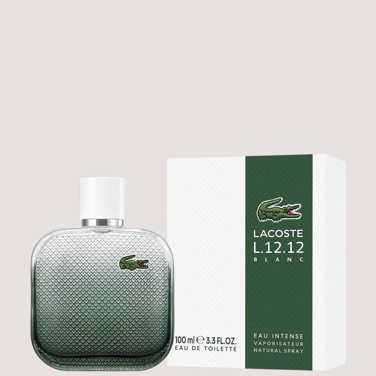 Perfume Lacoste L.12.12 Blanc Eau Intense de Oasis Perfumes Honduras Mayoreo en frasco de 100ml con caja blanca