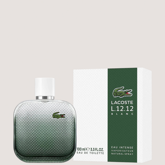 Perfume Lacoste L.12.12 Blanc Eau Intense de Oasis Perfumes Honduras Mayoreo en frasco de 100ml con caja blanca