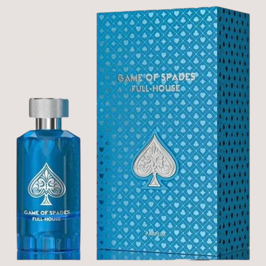 Perfume Jo Milano Game of Spades Full House de Oasis Perfumes Honduras Mayoreo en frasco azul con caja a juego