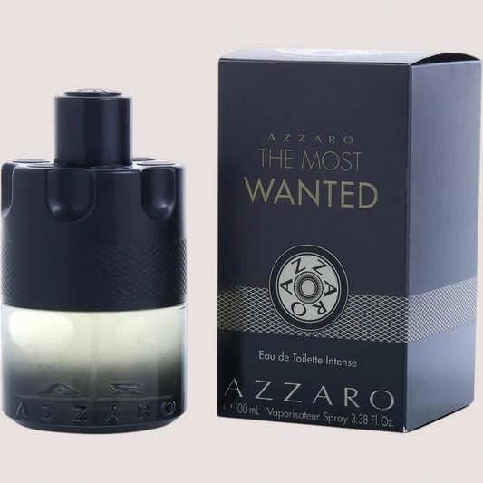 Perfume Azzaro The Most Wanted Intense para hombre en frasco cilíndrico negro con caja original de Oasis Perfumes Honduras Mayoreo